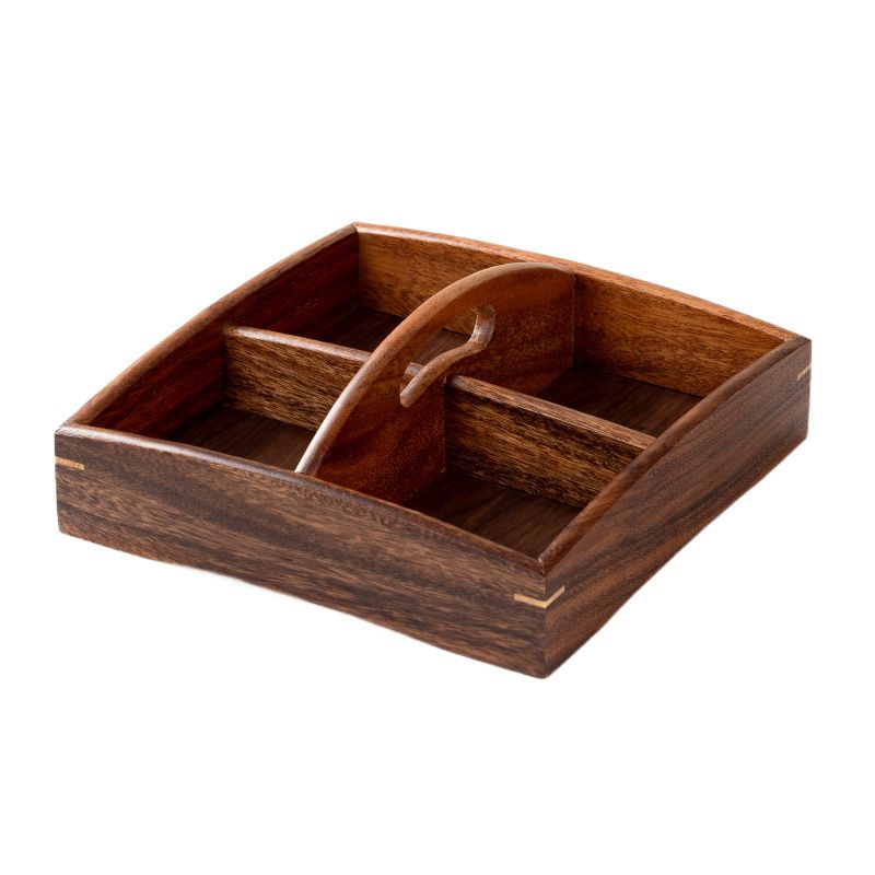 P walnut double grid dried fruit plate multi grid round fruit snack plate