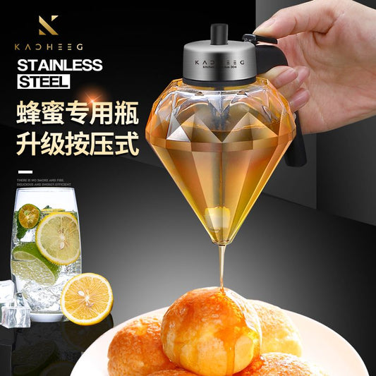 German Push Type Honey Jar Food Grade Glass Jar Sealed Jar Syrup Salad Tomato Sauce Cream Funnel Bottle - Mixbatch