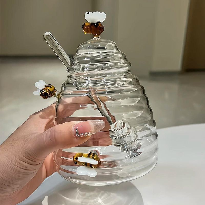 P Jam honey glass jar