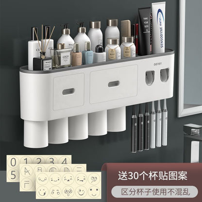 Toothbrush storage rack, non punching mouthwash cup, toothbrush cream, tooth cup storage, bathroom wall mounted rack, electric set - Mixbatch