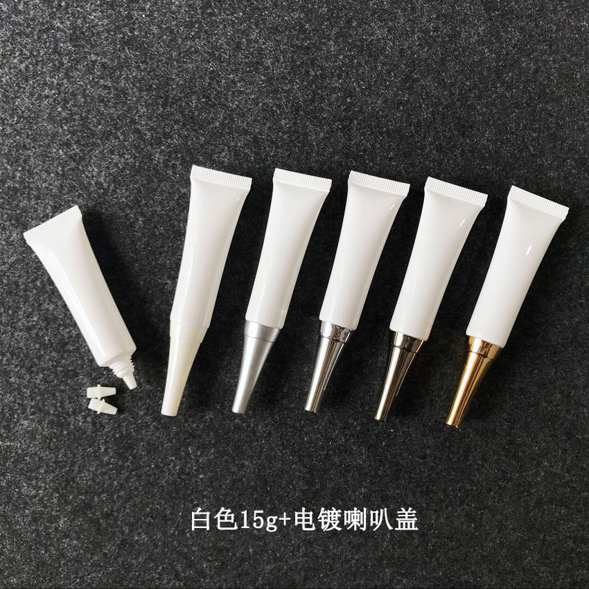 A [Spot] White 15g cosmetic hose 15ml trial sub-bottle pointed hose eye cream PE plastic bottle - Mixbatch