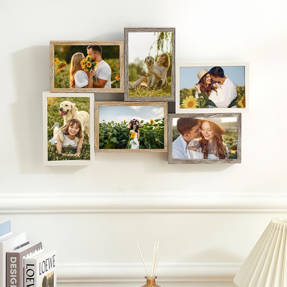 A retro American style wall decoration 6 grid 6 inch one-piece wall hanging photo frame image frame creative combination decorative photo wall