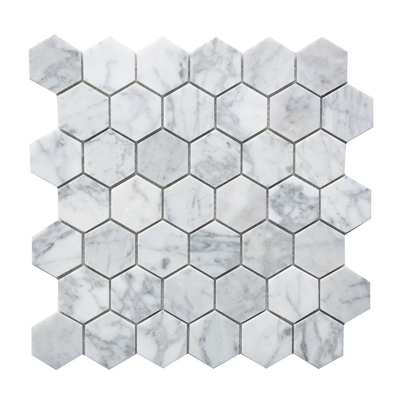 A natural marble mosaic hexagonal brick bathroom wall brick