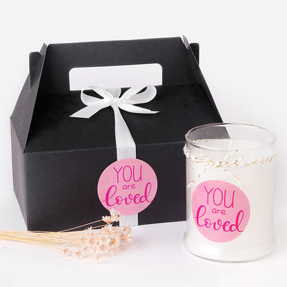 A simple color round rose red thank you sticker Valentine's Day chocolate sticker packaging box sticker 3 stickers/sheet MOQ; 100 SHEET - Mixbatch