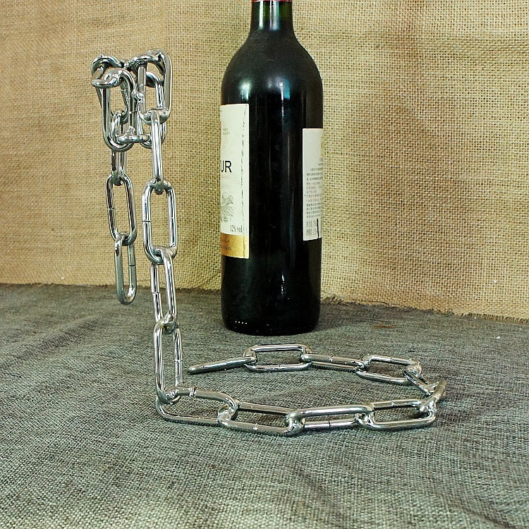 A personalized fashion red wine bottle holder European creative suspended wrought iron rope wine rack ornament