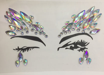 A face sticker diamond tattoo sticker diamond face decoration sticker gem adhesive eye sticker environmental protection music festival face sticker eyebrow diamond - Mixbatch