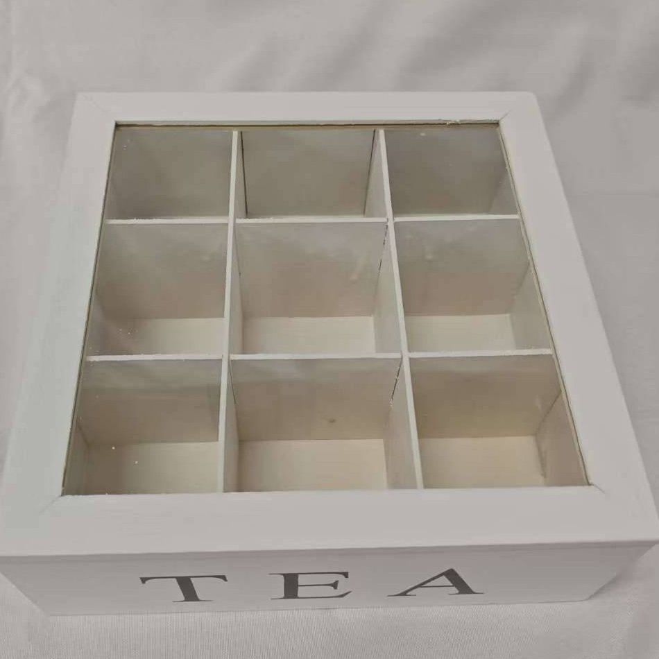 A desktop storage wooden box for tea bags and coffee bags