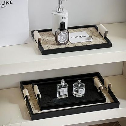 P Light luxury leather aromatherapy tray, living room coffee table entrance key, jewelry storage, hotel beauty salon desktop ornament