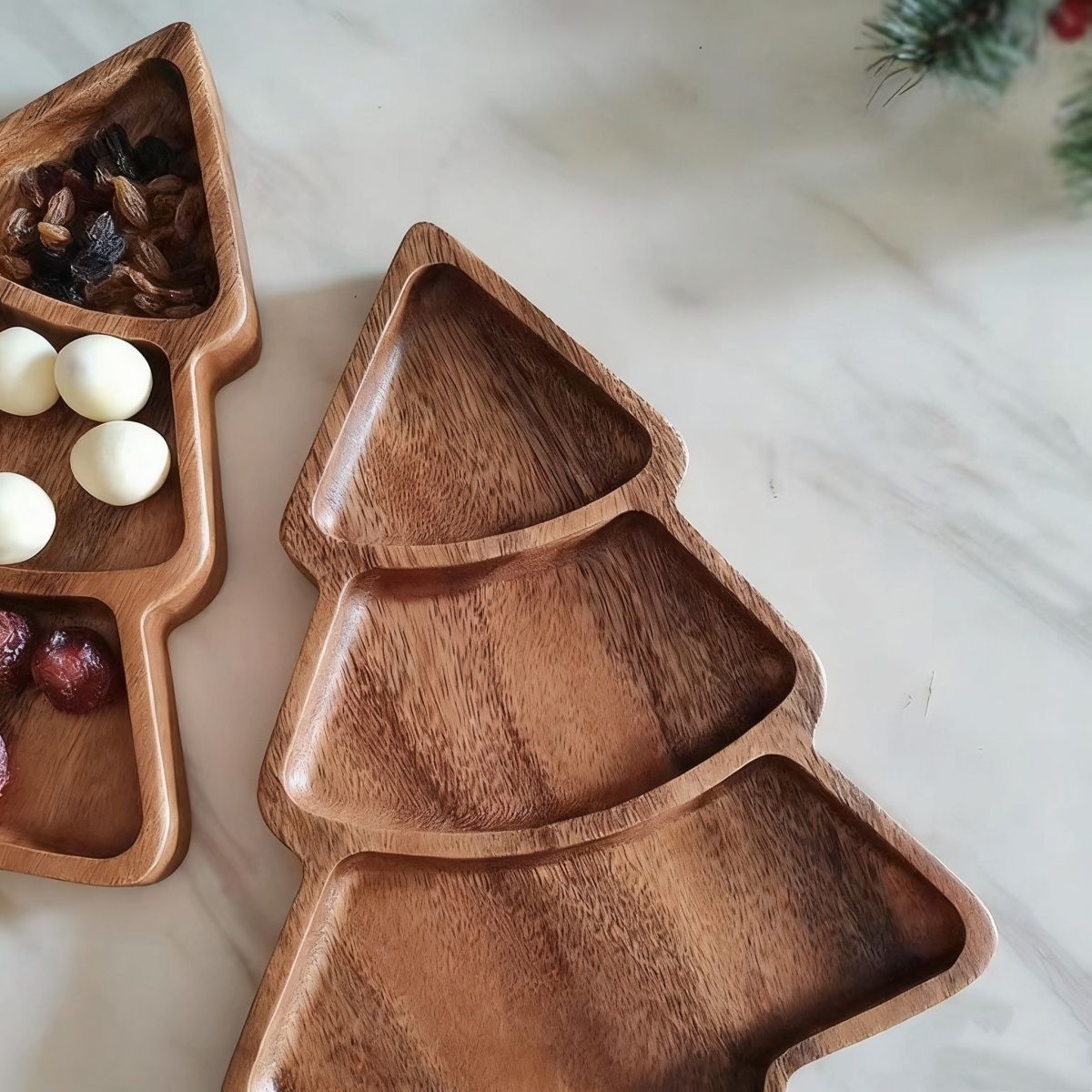 طبق وجبات خفيفة على شكل شجرة عيد الميلاد، طبق فواكه منزلي، طبق زينة حديقة عيد الميلاد