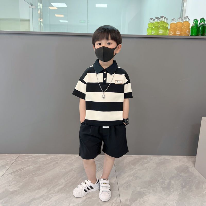 Boys' summer short-sleeved cotton suit Polo shirt medium and small children's casual high-end thin children's clothes for one to ten years old