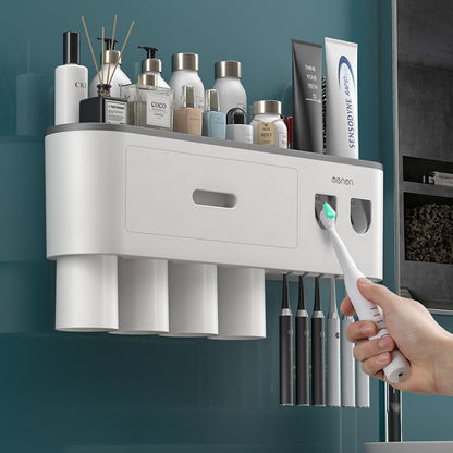 Toothbrush storage rack, non punching mouthwash cup, toothbrush cream, tooth cup storage, bathroom wall mounted rack, electric set - Mixbatch