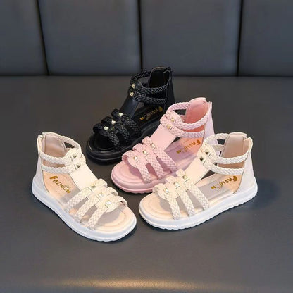 P new summer woven little girl baby princess roman shoes soft-soled open-toed children's sandals