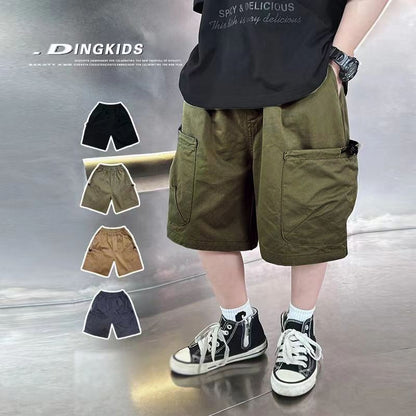 P summer new boys tooling pure cotton shorts thin boys five-point pants middle pants wearing foreign trend