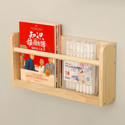 P Solid wood wall-mountedShelf Picture book shelf Children's bookshelf