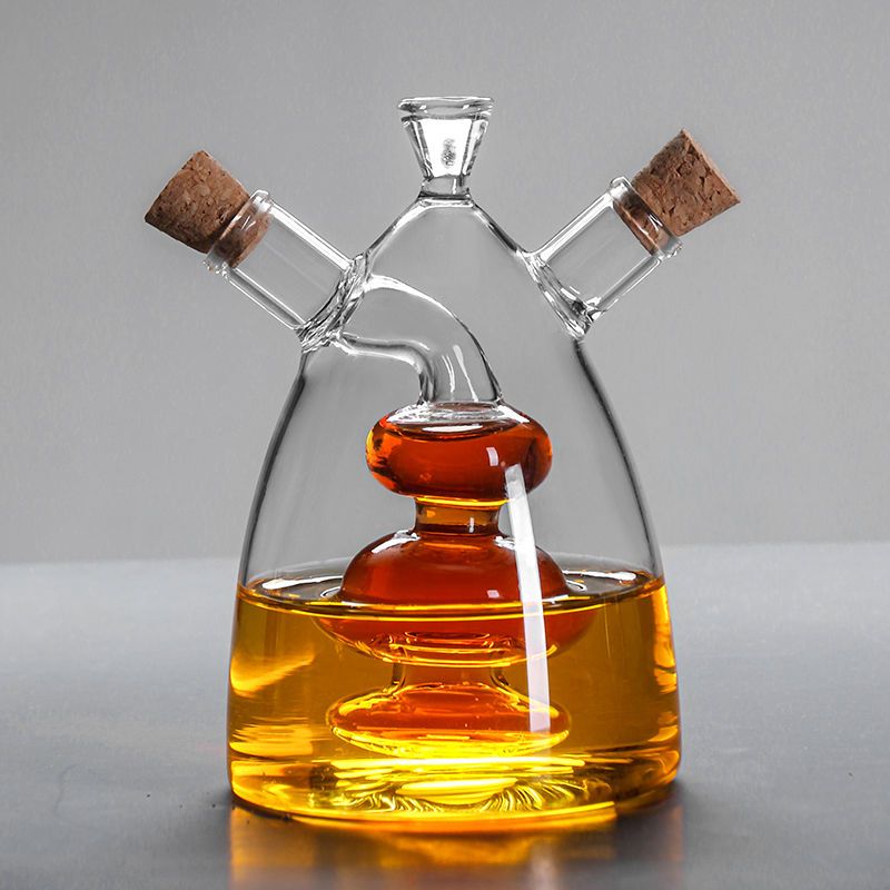 Double layered glass creative oil pot, olive oil leak proof, one pot, dual-purpose, double mouth seasoning bottle, kitchen dual-purpose soy sauce vinegar bottle - Mixbatch