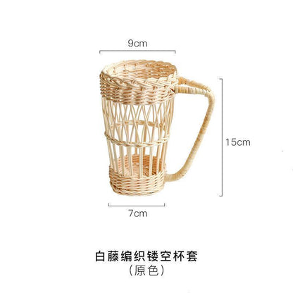 غطاء كوب من الخيزران الأبيض الإندونيسي الياباني 