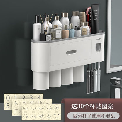 Toothbrush storage rack, non punching mouthwash cup, toothbrush cream, tooth cup storage, bathroom wall mounted rack, electric set - Mixbatch