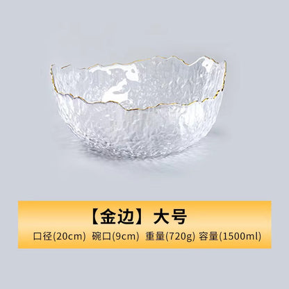 A Creative Japanese Lotus Mist Powder Glass Fruit Salad Bowl Set High Value Dessert Bowl Light Luxury Simple Household Fruit Plate
