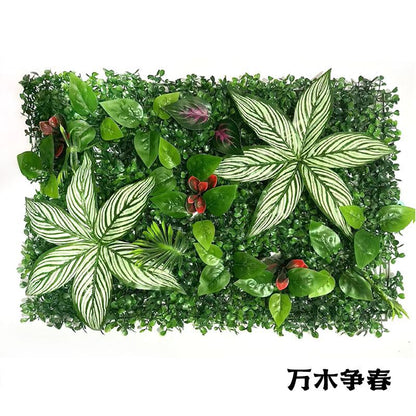 A simulated plant wall green plant background wall door head shopping mall interior decoration plant plastic Milan fake flower lawn