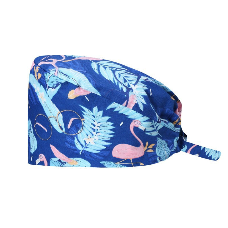 A Cross-border surgical cap Cotton solid color nurse operating room cap Sweat-absorbing and windproof confinement cap Dental dentist cap