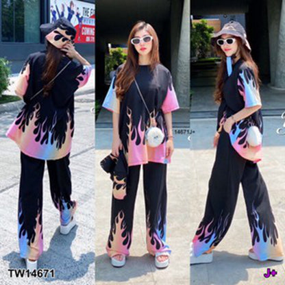 A summer new tie-dye short-sleeved trousers two-piece vacation beach set wholesale