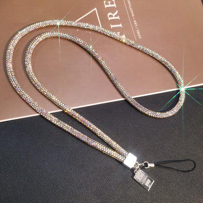 A Mobile phone lanyard length Wrist rhinestone lanyard Women's high-end luxury full diamond pendant Colorful fashion pendant - Mixbatch