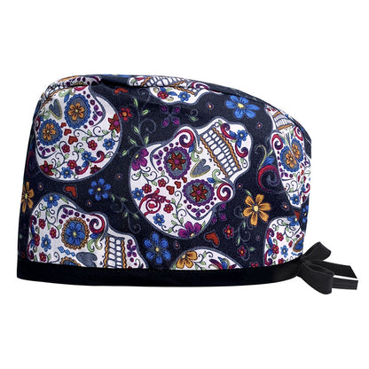 A Cotton Printed Surgical Cap Adjustable Women's Long Hair Baotou Cap Dentist Stomatology Clinic Frosted Cap Men's Foreign Trade