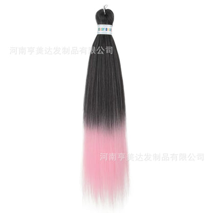 A EZ Color 26inch Women Chemical Fiber Long Straight Hair Large Easy Braided Hair Low Temperature Silk Long Straight Hair Wig - Mixbatch
