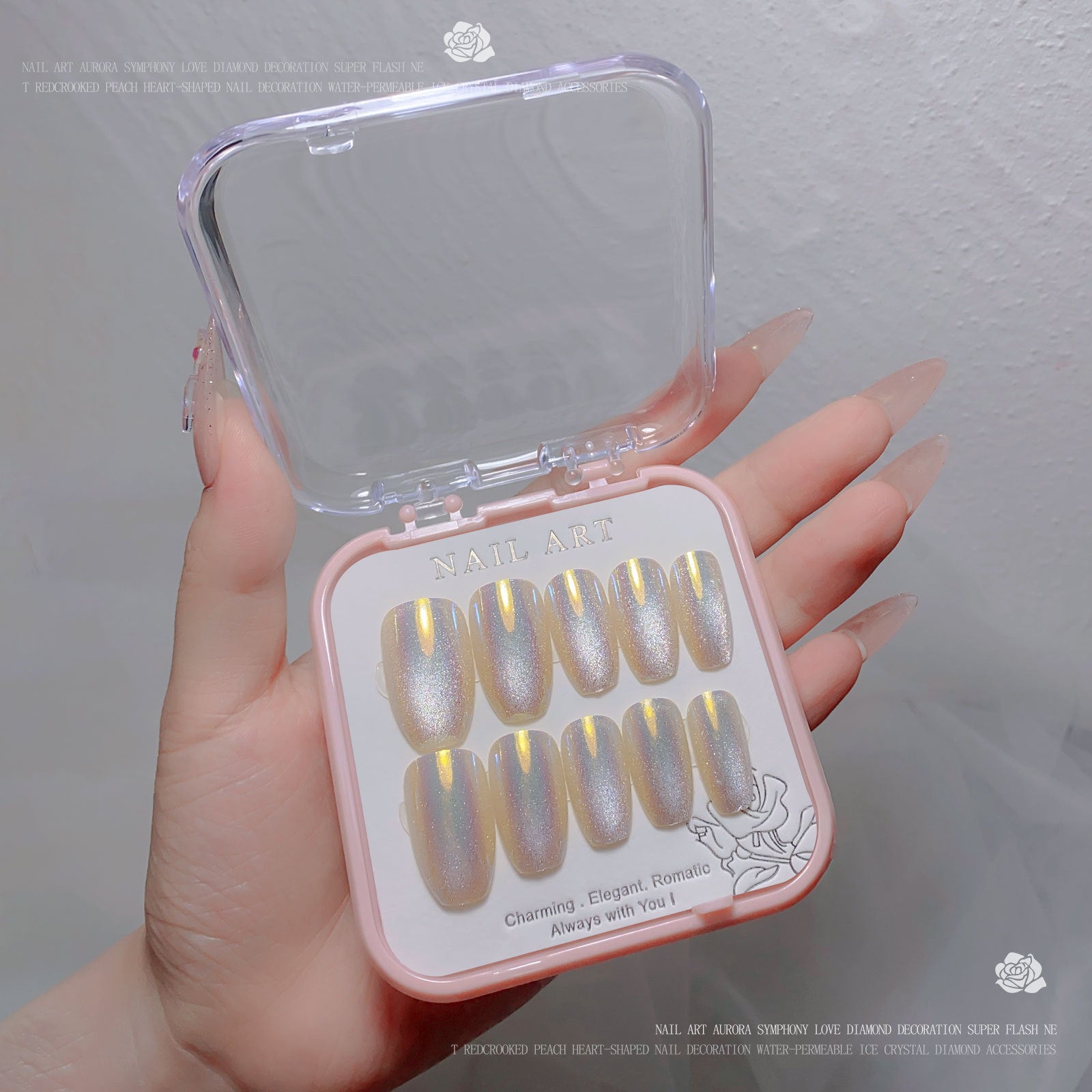 A new nail art wear nail spar cat eye flash diamond nail patch wear nail handmade nail art fake nail wholesale - Mixbatch