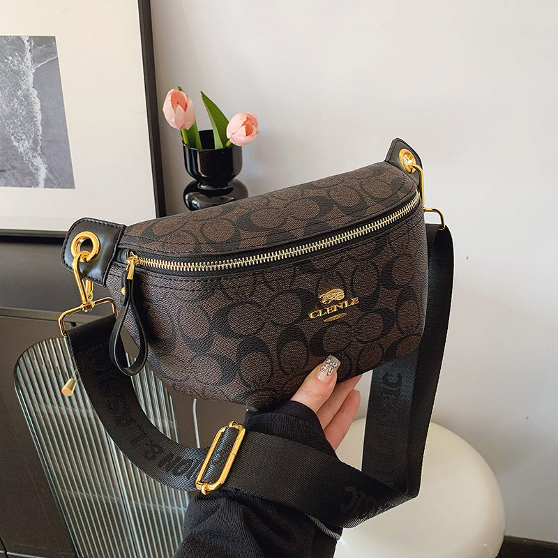 A new women's breast bag, fanny pack, temperament, high-end fashion printed shoulder messenger women's bag - Mixbatch