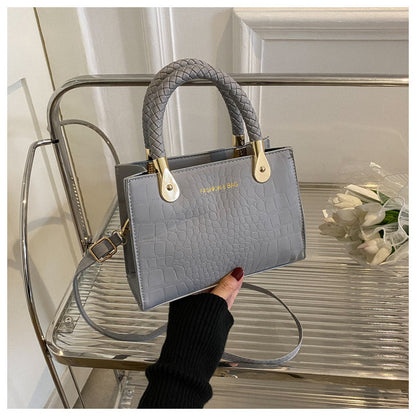 A Fashion Small Square Bag Women's Stone Pattern Woven Shoulder Crossbody Casual Women's Bag Approved - Mixbatch