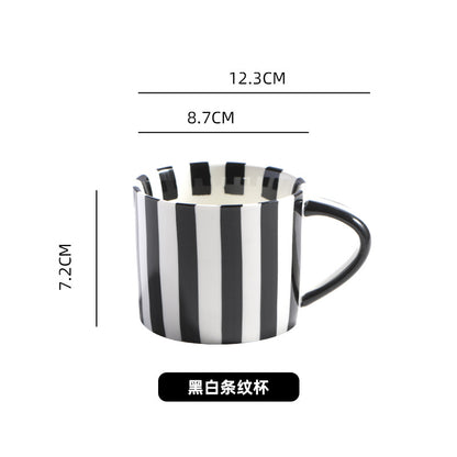 A Nordic hand-painted retro coffee cup and saucer set
