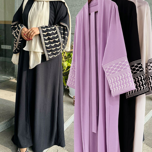 Embroidered Cardigan Robe Middle Eastern Muslim Arab Clothing Dress - Mixbatch