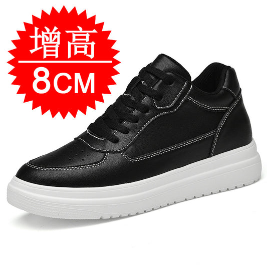 A men's shoes summer breathable couple heightening shoes 8cm men's cowhide inner