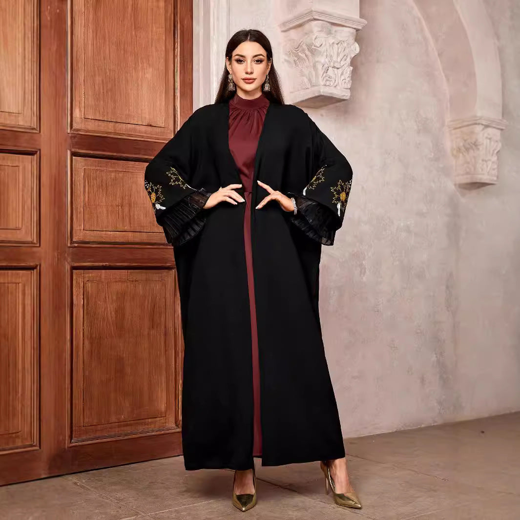 Middle Eastern Muslim Fashion Temperament Elegant Cardigan Dubai Arabian Robe Bat Sleeve Jacket - Mixbatch