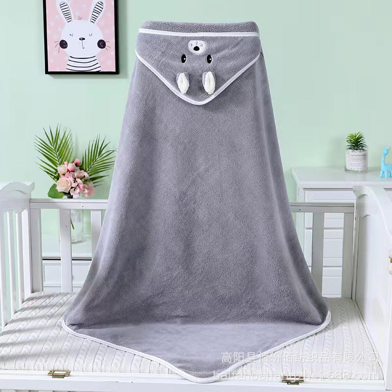Coral velvet quilt children's absorbent hooded cartoon bath towel - Mixbatch