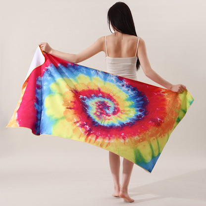 A microfiber double-sided velvet beach towel