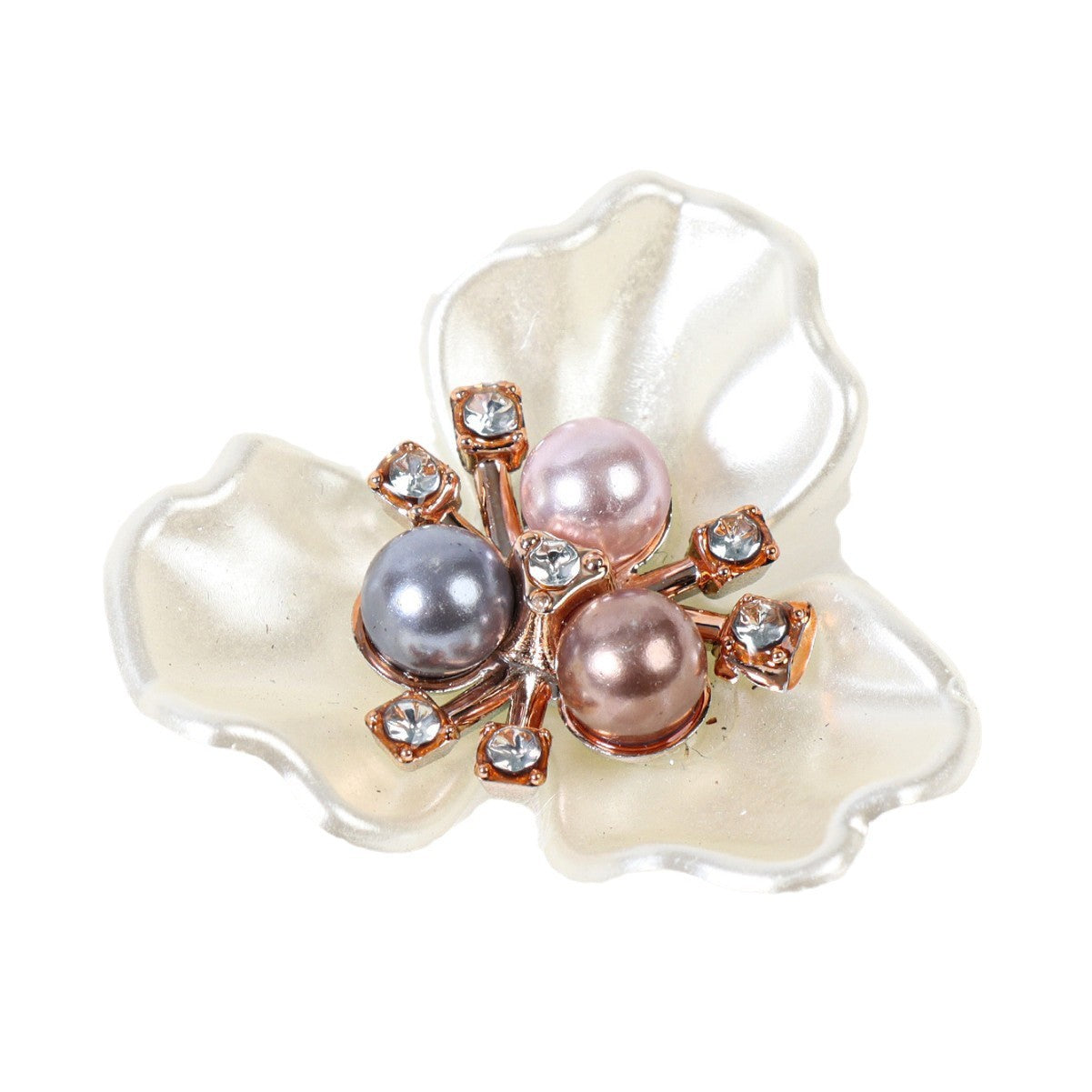 A three-leaf imitation shell petals three pearls flower heart accessories, resin flower plate DIY jewelry accessories wholesale - Mixbatch