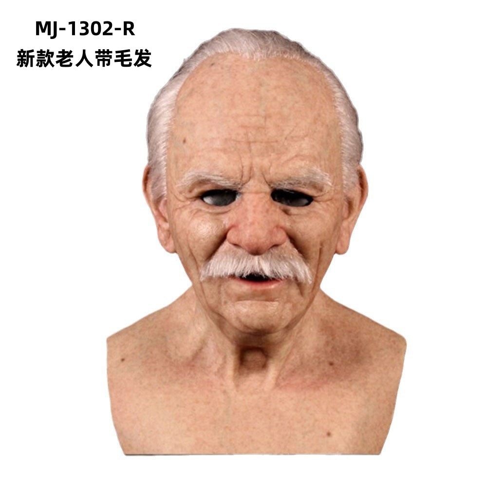 A Breaking Bad old white mask bald old man latex hood Halloween Cosplay funny props