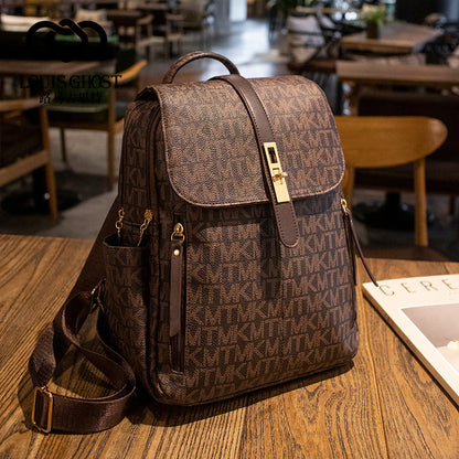 A backpack women's new retro casual old flower large capacity schoolbag backpack printing fashion trend line big bag