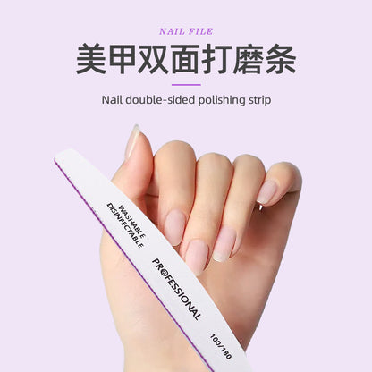 A Nail art tool nail file, white sandpaper grinding strip, half-month double-sided washable wear-resistant nail rubbing strip wholesale - Mixbatch