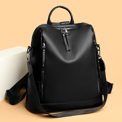A Women's Soft Leather Backpack Large Capacity Student School Bag Computer Backpack Fashion Crossbody Backpack