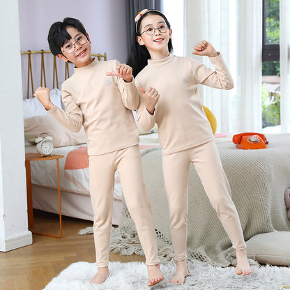 A Children's medium-neck thermal underwear Small medium-sized and older children's long johns Double-sided polished children's home primer set - Mixbatch