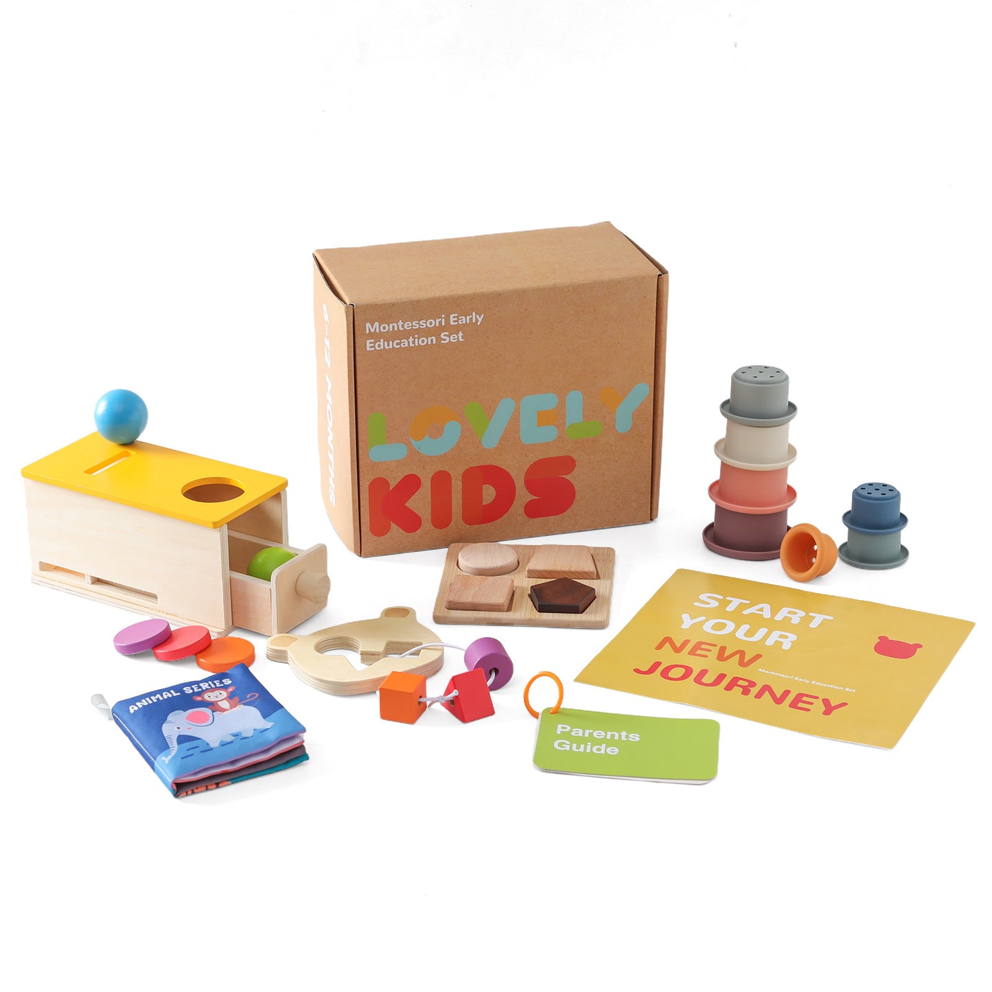 A Baby Early Education Educational Wooden Toys Montessori Teaching Multifunctional Hands-on Brain Shape Cognition Set