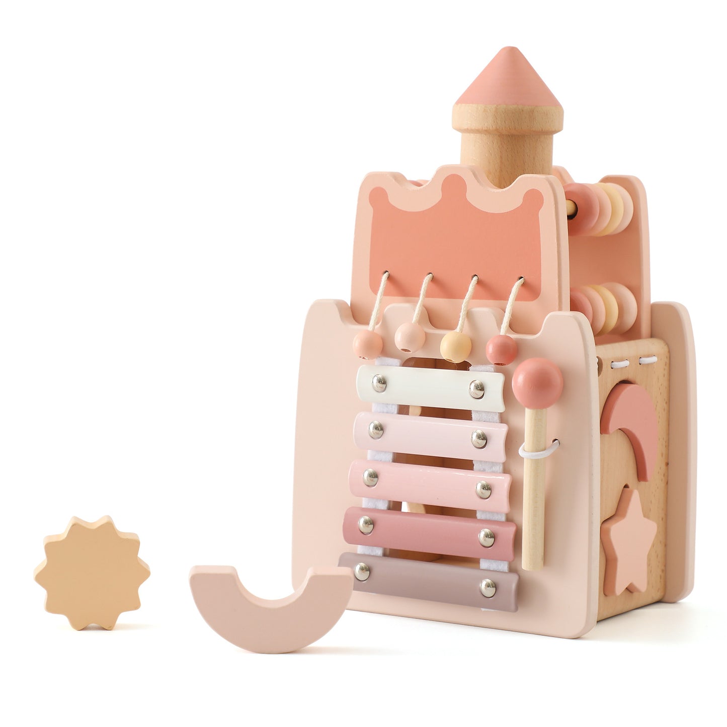 A Early Education Educational Wooden Toys Stacked Rocket Boy Girl House Castle Building Toys