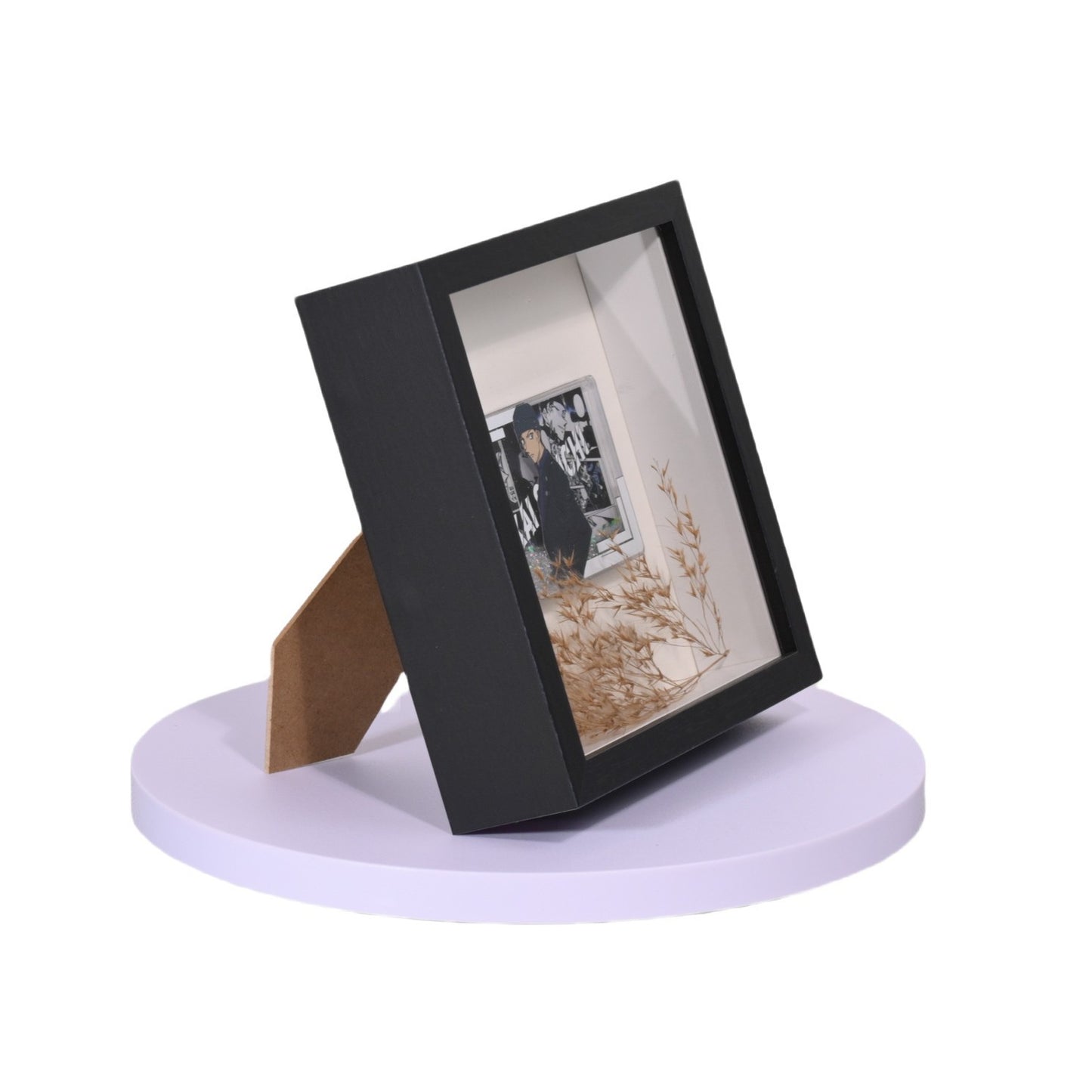 A MDF immortal flower hollow three-dimensional dried flower photo frame 3cm, rose specimen gift handmade ornament table photo frame