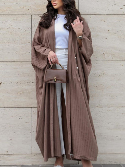 Middle East Dubai Clothing Bat Sleeve Long Dress Fashion Elegant Cardigan Pearl Dress Robe - Mixbatch