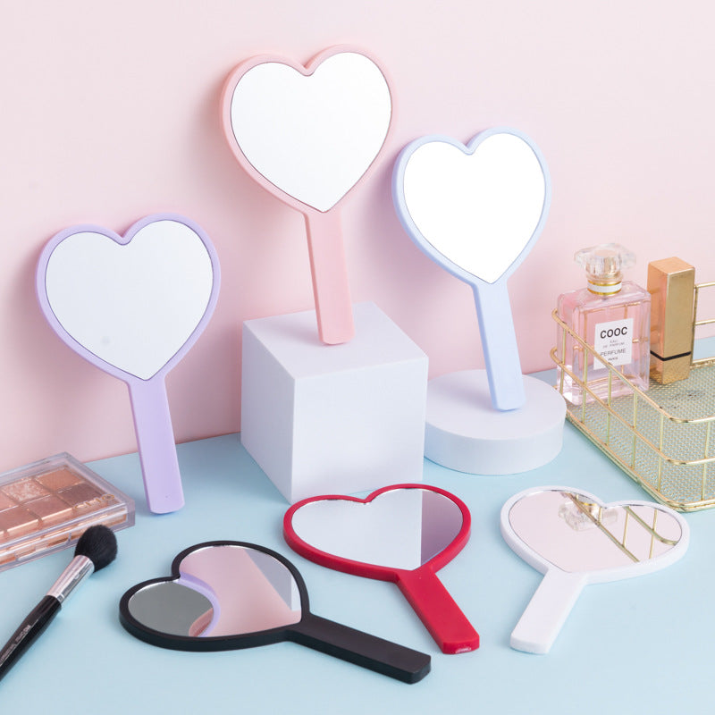 A wholesale love handle mirror portable handheld mirror girls cute small mirror DIY beauty gift dressing mirror - Mixbatch