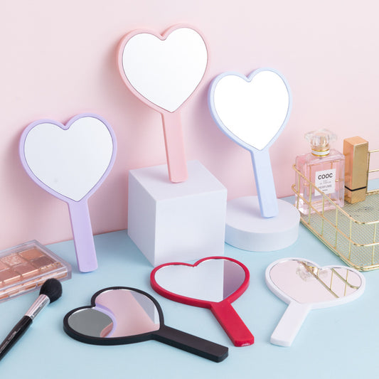 A wholesale love handle mirror portable handheld mirror girls cute small mirror DIY beauty gift dressing mirror - Mixbatch