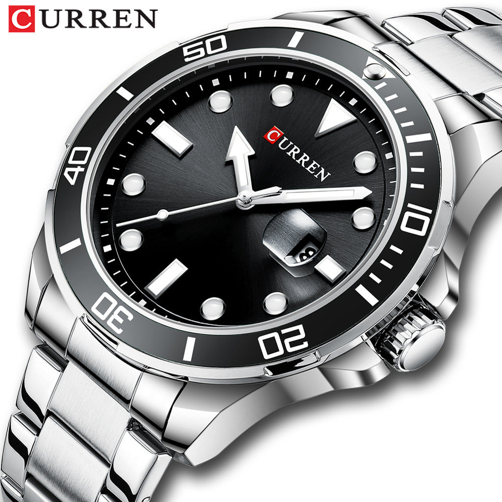 A Curren/Carrion 8388 Men's Watch, Waterproof Quartz Steel Strap Watch, Calendar Quartz watches